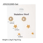 Three Pairs of Stainless Steel Zircon Earrings Pearl Earrings Ear Accessories