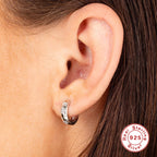 S925Sterling Silver Mini Wide Five-Pointed Star Inlaid Diamond Hoop Earrings Hot-Selling New Earrings for Women