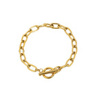 2H Fashion Classic gold Bracelet Paperclip Bracelet OT Ring Gold-Plated Stainless Steel Oval Chain Bracelet for Women