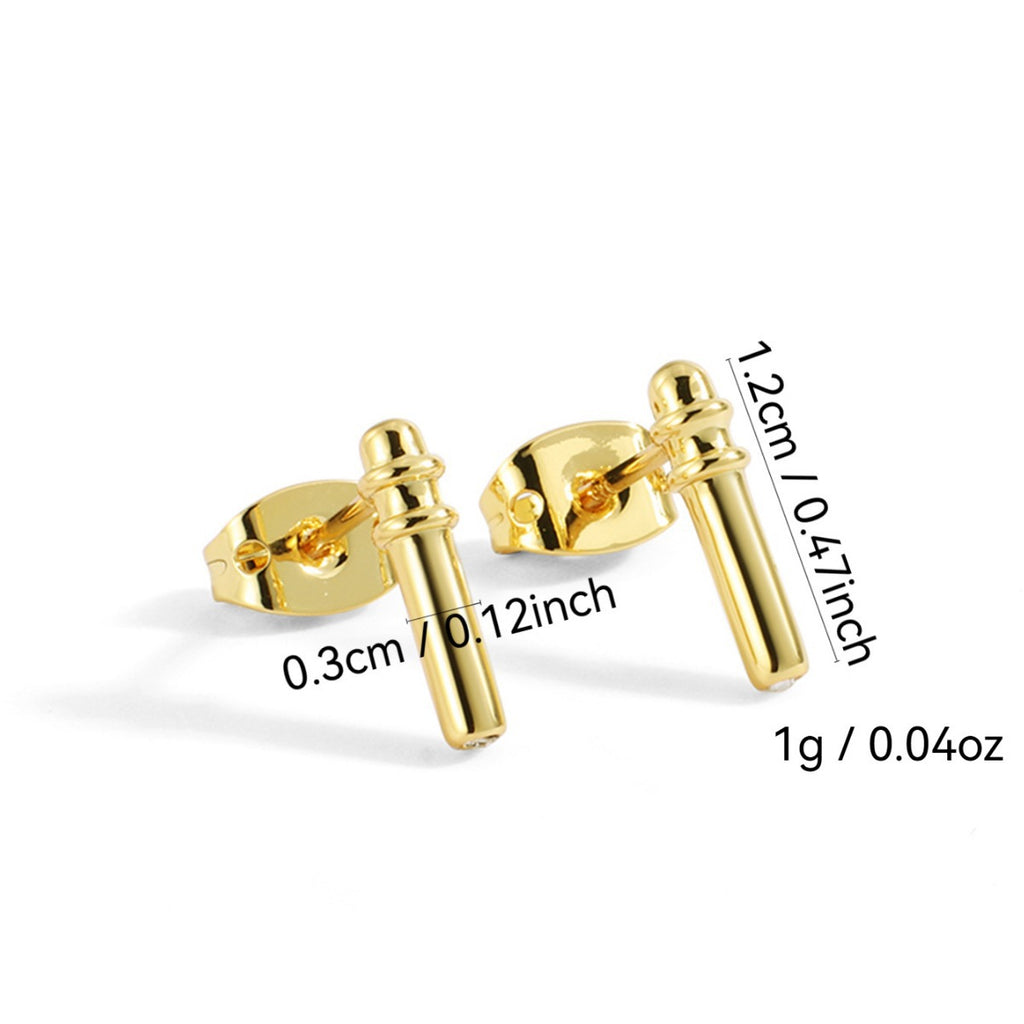 E0070 Simple Bamboo Knot Small Earrings for Women925Silver Needle Gold Plated Zirconia Earrings Export Jewelry