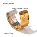 Gold-Plated Stainless Steel Statement Ring with Floral Sculptural Detail — plating detail — jewelry finish and design detail