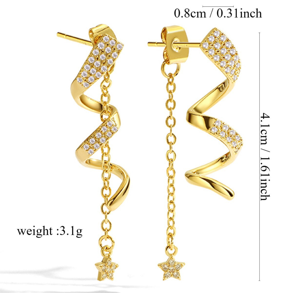 Spiral Curve Long Star Earrings for Women Minimalist Jewelry Earrings Ear Accessories Make Face Look Slim