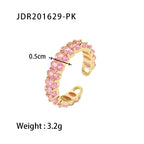 Women's Fashion Versatile Ring Plated18k Gold and Copper Inlaid Zircon Oval Adjustable Open Ring