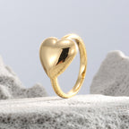CYR0605 Simple Three-Dimensional Heart Peach Heart Copper Ring