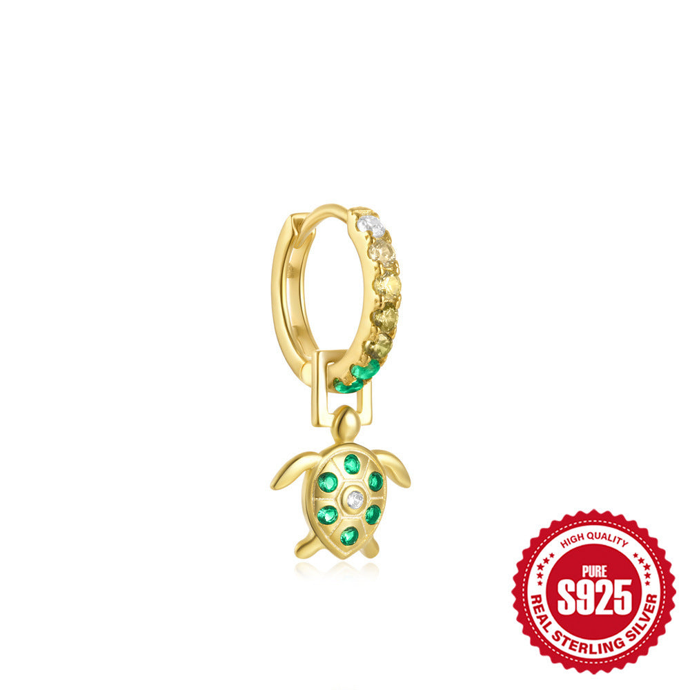 925Sterling Silver Inlaid Diamond Animal Goldfish Pendant Hoop Earrings Hot-Selling Heart Lightning Earrings for Women