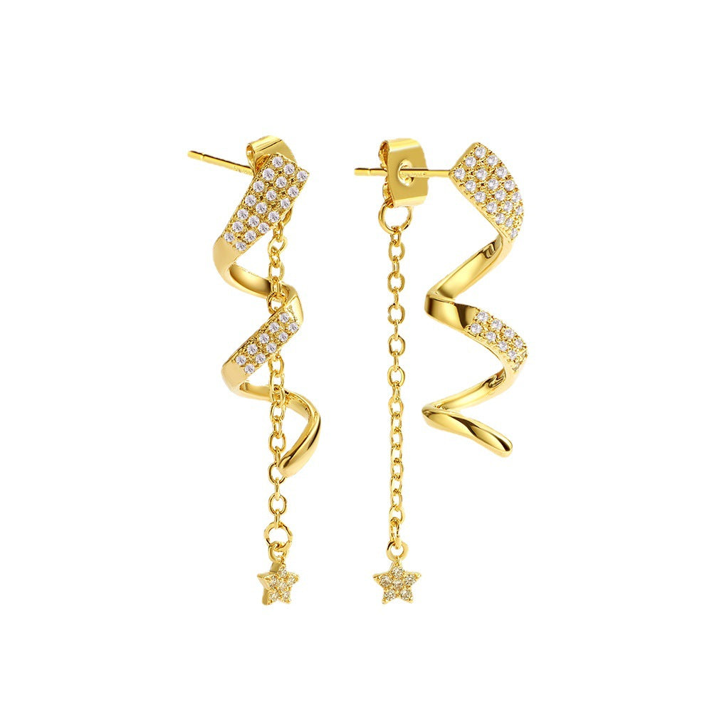 Spiral Curve Long Star Earrings for Women Minimalist Jewelry Earrings Ear Accessories Make Face Look Slim