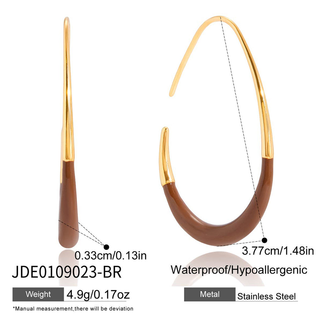 Stainless Steel Oil Drip Water Drop C Hoop Earrings Jewelry Accessories