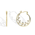Gold-Plated Brass Leaf Round Hoop Earrings for private-label fashion jewelry buyers