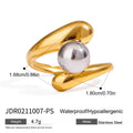 Gold-Plated Stainless Steel Pearl Ring — Contemporary Style — alternate angle — jewelry finish and design detail
