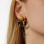 2H Oil Drop Door Handle Earrings Non-Fading Ear Studs Stainless Steel Jewelry