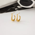 2H Stainless Steel U Shape C Hoop Earrings Stud Earrings Non-Fading Jewelry Ear Accessories