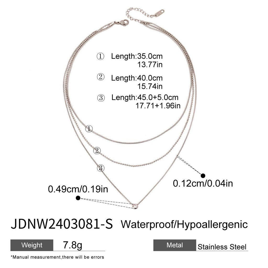 Three-layer Stacked Necklace Accessories for Women Collarbone Chain Stainless Steel Jewelry