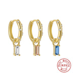 S925Pure Silver Color Diamond Square Earrings Hoop Earrings Classic Hot Sale Hoop Earrings