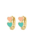 14K Gold-Plated 925 Sterling Silver Double Heart Colorful Resin Earrings — close-up detail — jewelry finish and design detail