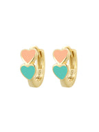 SE Jewelry Double Heart Colorful Resin Earrings For Women Gold Plated