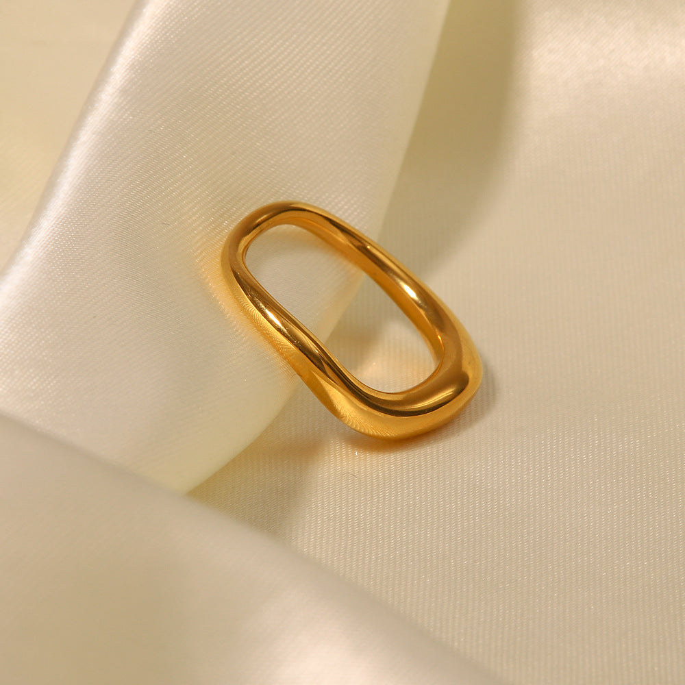 Classic18K Gold-plated Stainless Steel Irregular Ring Fashion Trend for Women