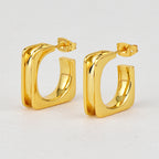 E0702 Geometric Square Fashion Earrings for Women Copper Plated Real Gold Smooth Earrings