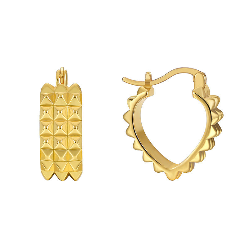 E0518 Fashion Gear Pattern Design Earrings for Women Brass Gold-Plated Simple Ear Jewelry