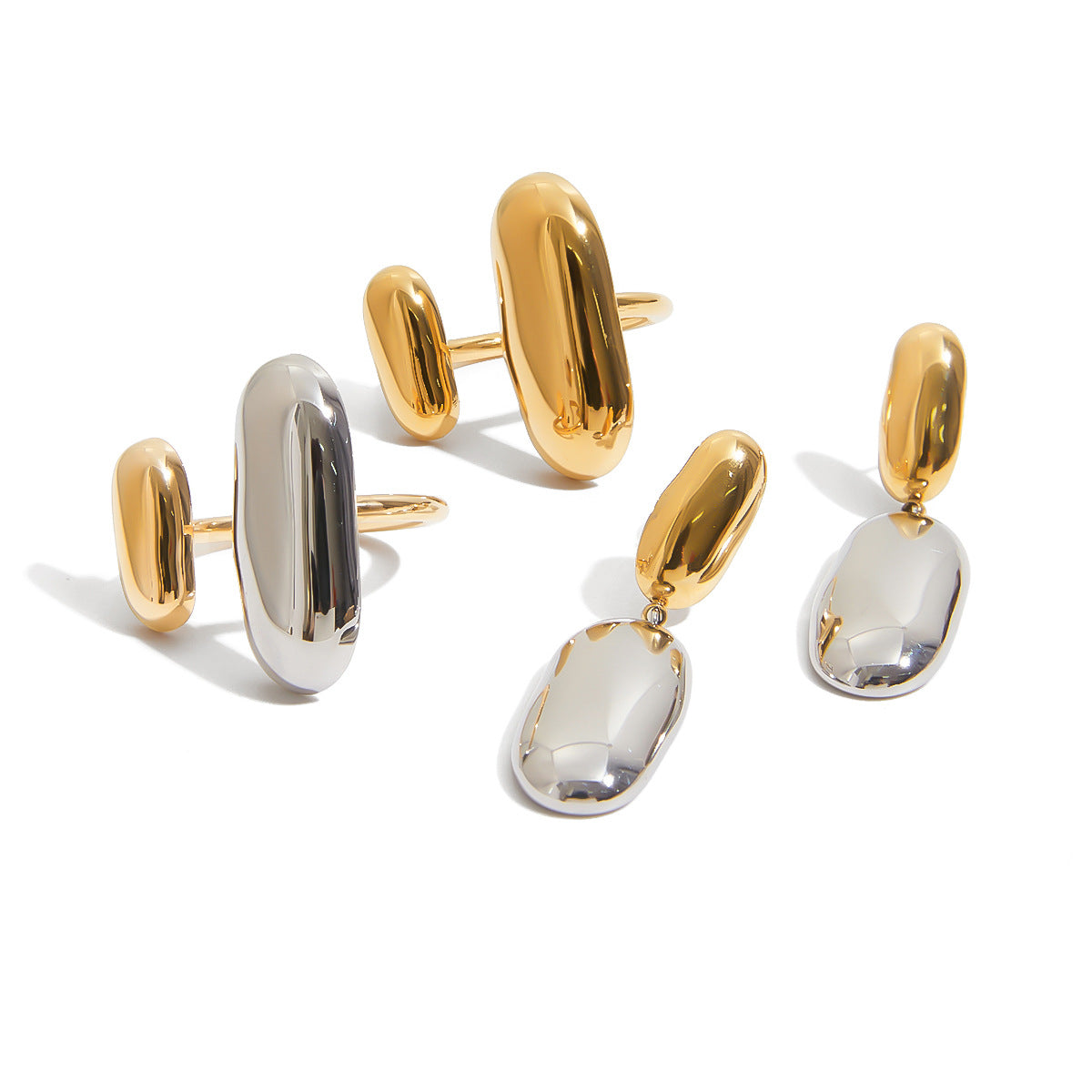 Color Block Ring Non-Fading Earrings Jewelry for Women Stainless Steel Stud Earrings