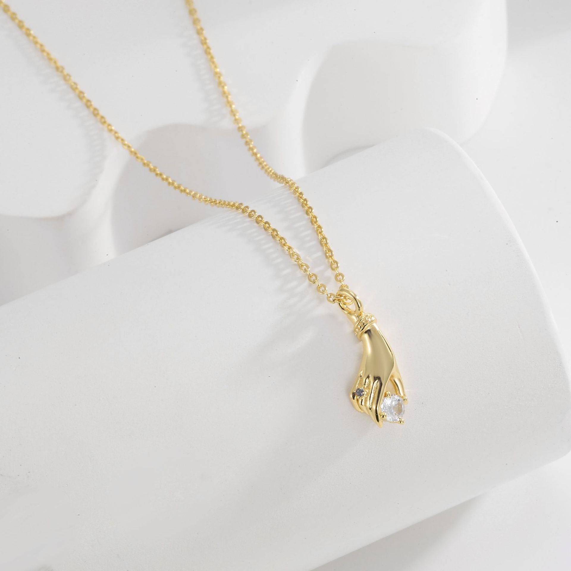 S925 Silver Hand Holding Galaxy Couple Necklace Vintage