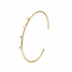 B0083 gold Round Open Adjustable Bracelet for Women, Simple Design with Zircon Inlay