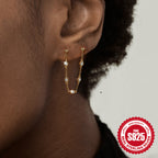 New925Sterling Silver Inlaid Diamond Five-Pointed Star Chain Tassel Ear Thread Earrings Hot-Selling Minimalist Style Earrings for Women