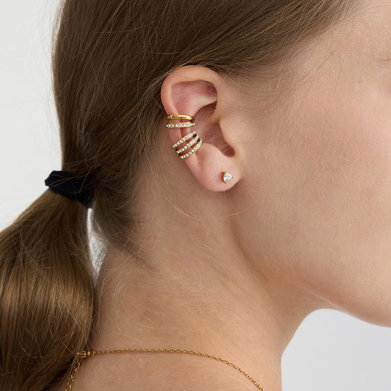 2H Autumn and Winter Non-Pierced Ear Accessories Stainless Steel Ear Clips Earrings Jewelry for Women