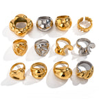 Ornament18K Gold Stainless Steel Exaggerated Ring rings Female
