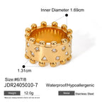 2H Stainless Steel Jewelry with Diamond Stud Earrings, Non-Fading Bracelet, and Ring