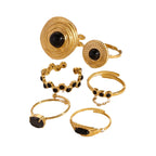 2H Stainless Steel Black Onyx Ring Natural Stone Ring rings