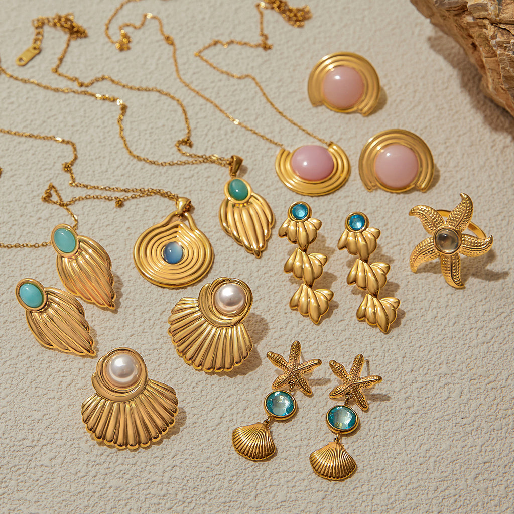 2H Original Design Jewelry Stainless Steel Necklace Design Sense Earrings Ring Non-Fading