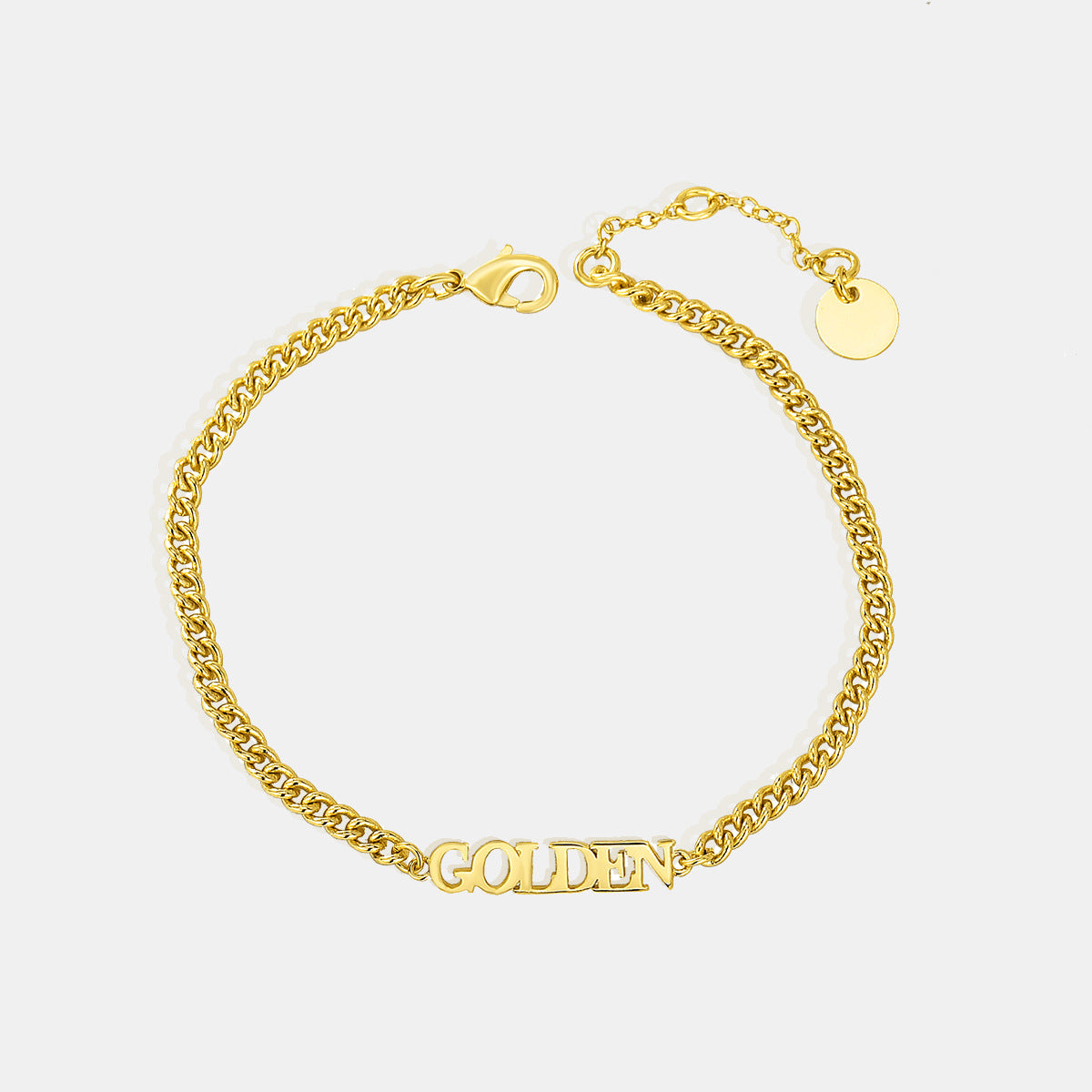 B0056 Vintage Gold-Plated Letter Bracelet for Women gold Minimalist Cuban Chain
