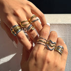 Color Block Ring Non-Fading Jewelry Stainless Steel Accessories for Women
