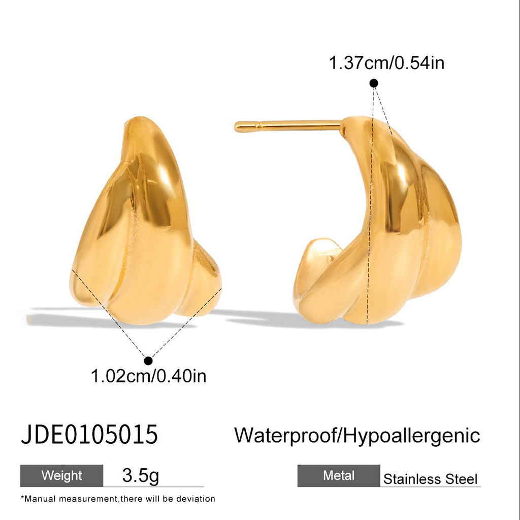 2H Stainless Steel Circle Earrings Pearl Studs Non-Fading Jewelry for Women