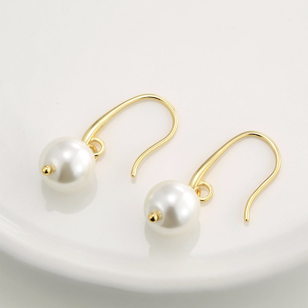 E0761 Dongdaemun Fashion Simple Ear Hook Women's Jewelry Baroque Style Shell Pearl Vintage Earrings