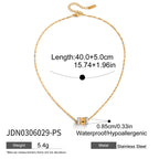2H Color Block Circle Necklace Accessories Women's Collarbone Chain Stainless Steel Necklace Women