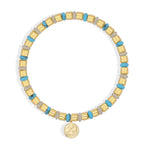 B0338 Simple Pendant Beaded Bracelet Vintage Blue Turquoise Jewelry Gift for Women