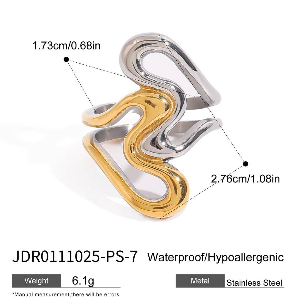 Color Block Ring Non-Fading Jewelry for Women Stainless Steel ring