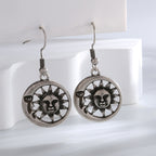 E0712 Design Sense Moon Sun Smiley Face Ear Hooks Ancient silver Cool Style Creative Earrings
