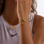 2H Colorful Oil Drop Tennis Racket Pendant Necklace Bracelet Stainless Steel Jewelry for Women