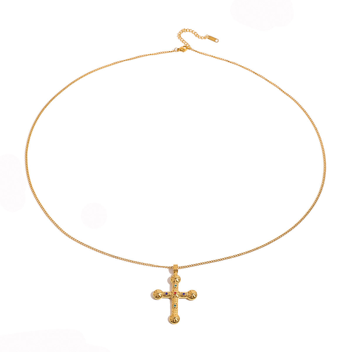 Stainless Steel Diamond Cross Necklace Fashion Sweater Chain Jewelry