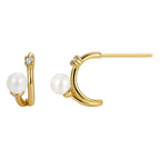 E0463 Minimalist Design Style Earrings for Women Fashion Retro Curved Shell Pearl Zircon Earrings