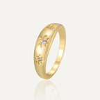 R0153 Japanese and Korean Minimalist Design Hexagram Zirconia Ring for Women Brass Gold Plated Cool Style