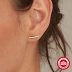 S925Pure Silver Ultra Shiny Single Row Diamond Simple Stud Earrings High-end Earrings