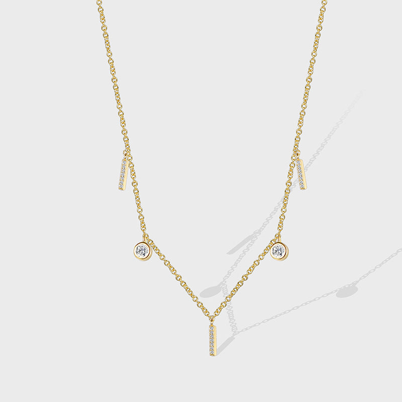 N0181 Japanese Style Water Drop Tassel Dynamic Necklace for Women New Layered Micro Inlaid White Zircon Pendant Simple