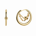 Gold-Plated Brass Round Openwork Hoop Earrings — Minimal Edit with gold-tone brass construction