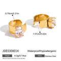 Gold-Tone Stainless Steel Cubic Zirconia Ear Cuff Earrings — Signature Shape with a cuff design profile