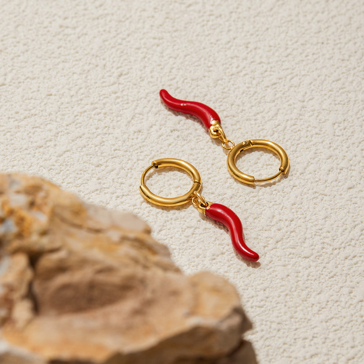 2H Stainless Steel Chili Oil Drop Earrings Studs Non-Fading Ear Jewelry for Women