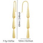 E0707 Design Sense Water Drop Streamline Long Hook Earrings Vintage Minimalist Earrings