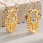 CYE0057 Metal Gear Texture Copper Earrings Exaggerated Design Studs